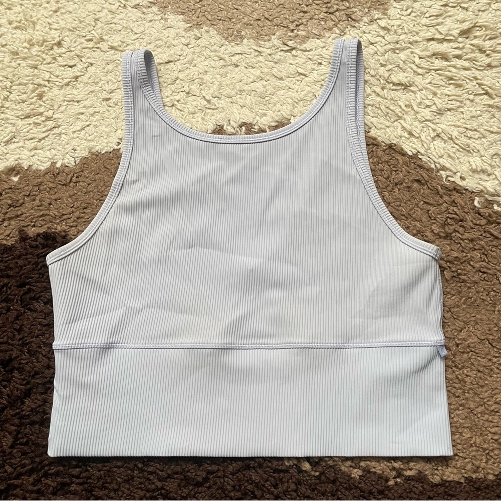 Lululemon Power Pivot Ribbed Tank Top Sz 10 In Pastel Blue - Picture 5 of 9